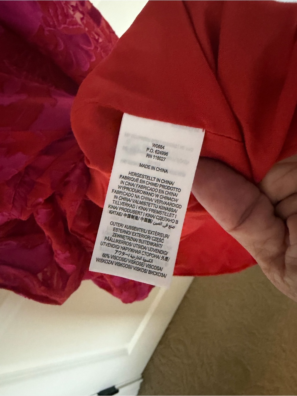 Boden Velvet Pink and Red Tie-Neck Maxi Dress - Picture 4 of 8